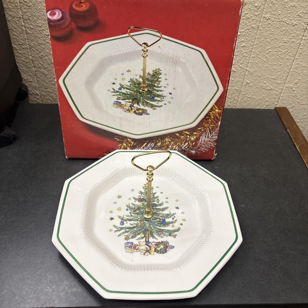 Nikko~Christmastime~Happy Holidays~Serving Tray with Post Handle~IOB
